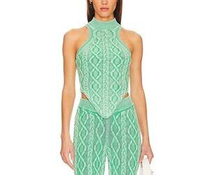 Ser O Ya Ribbed Green Mollie Knit Size L / XL Cotton Tank